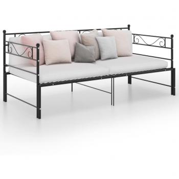 VidaXL Pull-out Sofa Bed Frame Black Metal 90x200 cm
