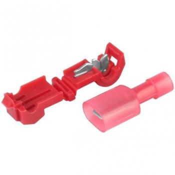 Raccords rapides de dérivation type T, rouges, 0.5-1.5 mm², 22-18 AWG, 15A max, 5 pièces