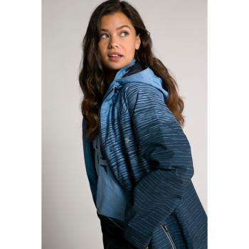 Plus Size Multi-Function Ombre Stripe Jacket, Women, Blue, Size 36/38, Polyester