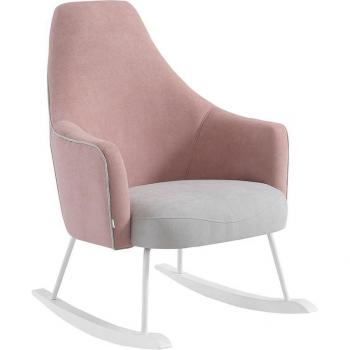 Poltrona a Dondolo Moom Micuna Tessuto Antimacchia Rosa e Bianco
