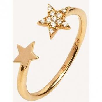 Anillo de plata 925 con acabado en oro 18Kt y circonitas