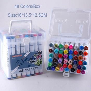 48 couleurs marqueur stylo double plume multi couleur peinture stylo deux côtés pointe huileuse esquisse Art dessin pinceau