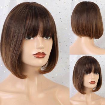 Synthetic Straight Wig with Bangs for Women