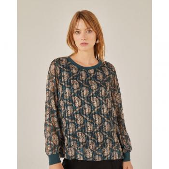Blusa Niza de manga larga con ribs para mujer