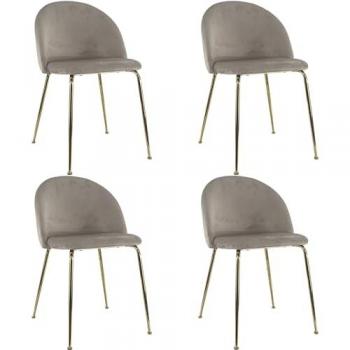Poltrona Marvin Velvet 4‑Pcs con Gambe Dorate