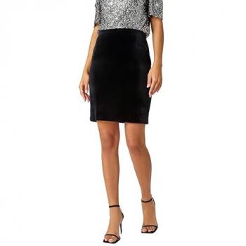 Roman Black Velvet Pencil Skirt – Size 12