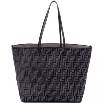 Fendi Women's Reversible Jacquard Tote Bag Dark Blue Chenille ONE SIZE