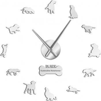 Labrador Retriever Dog Breed Mirror Effect Wall Art Clock