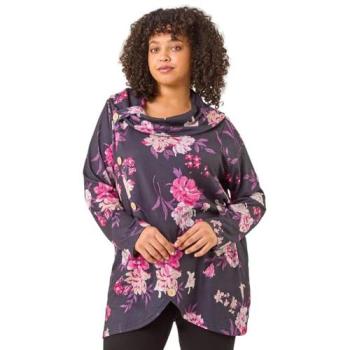 Pink Curve Floral Cowl Top – Women’s 18