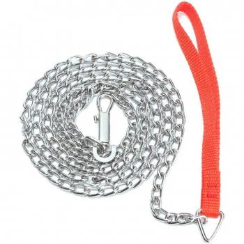 Laisse en métal pour chien 1,6 m avec pince rouge