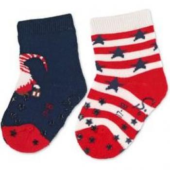 Pack de deux chaussettes de bébé Noël marine avec antidérapant