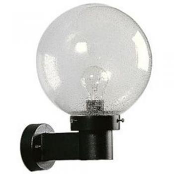 Außenwandleuchte Typ Nr. 0633 mit Blasenglaskugel Ø 25cm, E27, Schwarz