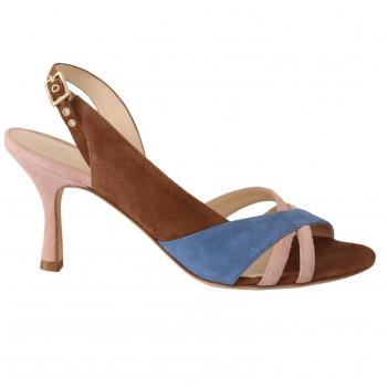 GIA COUTURE Multicolor Suede Leather Slingback Heels Sandals