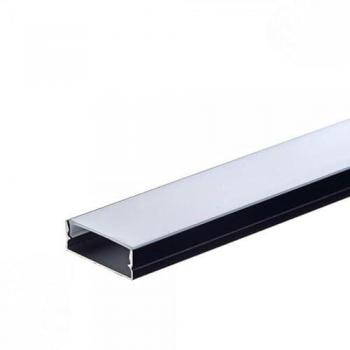 Profilé Aluminium Noir 2m avec Cache Blanc