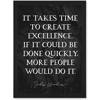 Classic Black Frame: John Wooden “Time & Excellence” Motivational Poster