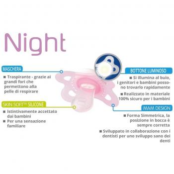 Mam Original Night Succhietto Caucciu Maschio 2 Pezzi 2-6 Mesi Mam