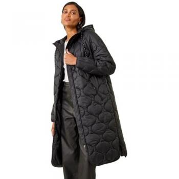 Roman Quilted Hooded Coat – Black, Size 14