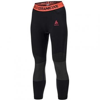 ODLO Frauen Baselayer 7/8 „Fiery Coral“ Schwarz XL