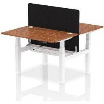 Air Height Adjustable 2-Person Bench Desk with Walnut Top and Cable Port (1200 x 800mm)