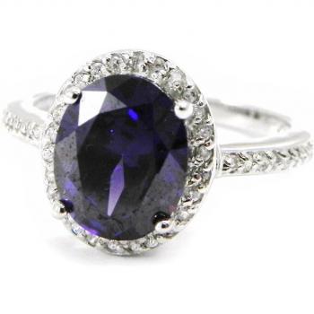 Bague argent 'Celestina' rhodié améthyste 12x10 mm