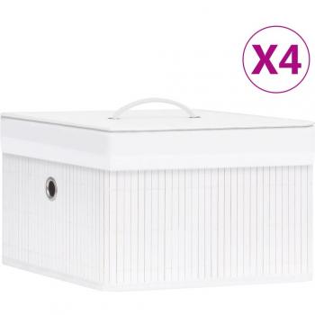 Bamboo Storage Boxes 4 pcs White Vidaxl