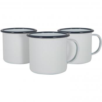 Navy White Enamel Mugs 375ml