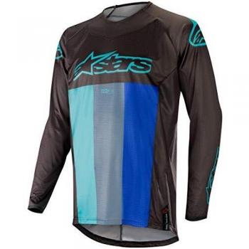 Alpinestars Camiseta De MX 2019 Techstar Venom Negro-Turquesa-Azul
