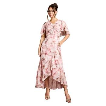 Satin Jacquard Twist Front Midi by Coast – Blush