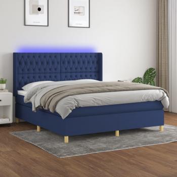 VidaXL Boxspringbett 180x200 cm mit Matratze und LED-Beleuchtung in Blau