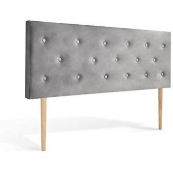 Tête de lit en velours gris Théa 160cm
