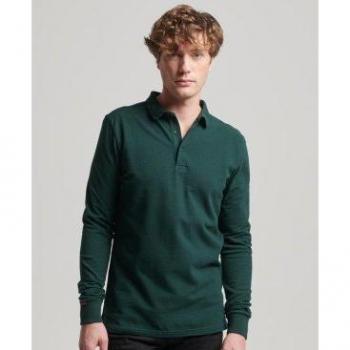 Superdry Polo Verde a Maniche Lunghe in Cotone Piquè 3XL