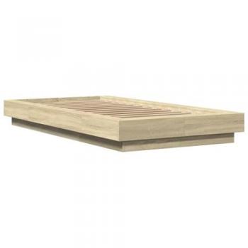 Bed Frame with LED Lights Sonoma Oak 75x190cm Vidaxl