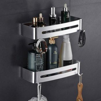 Zwarte wandplank voor badaccessoires