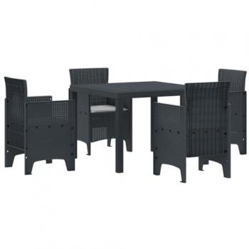 Ensemble salle à manger jardin Vidaxl 5 pièces en plastique gris foncé