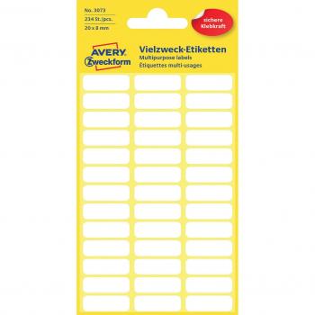 Avery Étiquettes Polyvalentes 3073, 8 mm × 20 mm, 234 exemplaires, couleur blanche