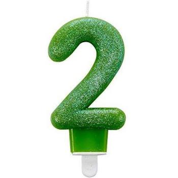 Amscan 9900763 Candela da Festa 7,6 cm con Glitter Numero 2
