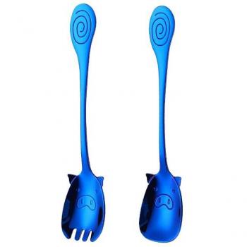 2pcs Kids Flatware Set, Cute Salad Fork and Baby Spoon