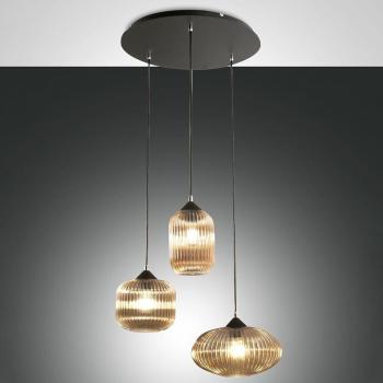 NORDAL 3-flammige Pendelleuchte Amber Schwarz E27