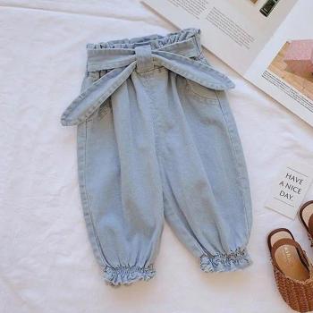 Menoea Toddler Girls' Denim Pants with Bowtie and 3D Bear Leggings 1-5Y