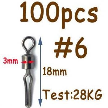 Elllv 100pcs Fishing Line Connector with Swivel and Side Clip