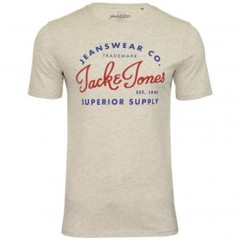 T-shirt Jack & Jones Jjelogo SS Col Rond 2 Couleurs Aw19 Noos, Gris