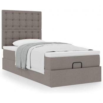 Lit Ottoman Tissu Taupe 100x200 cm – Ensemble Cadre+Matelas VidaXL