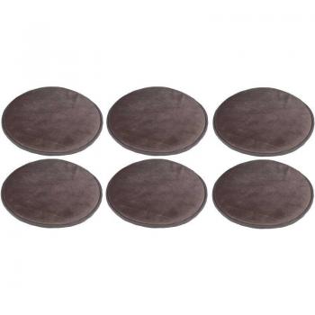 Kit 6 galettes en velours pour chaises, 34 cm, taupe