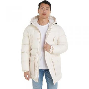 Tommy Hilfiger Herren Parka Essential Rockie, warm gefüttert, mit Kapuze, Beige XXL