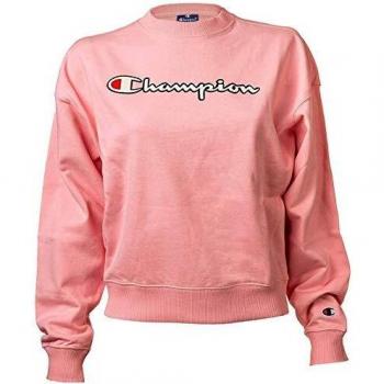 Champion Donna Felpa Rosa Girocollo a Maniche Lunghe