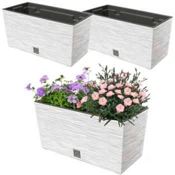 Jardinière Double 2x 12L Blanc 39.5x19.5 cm + Insert 8L