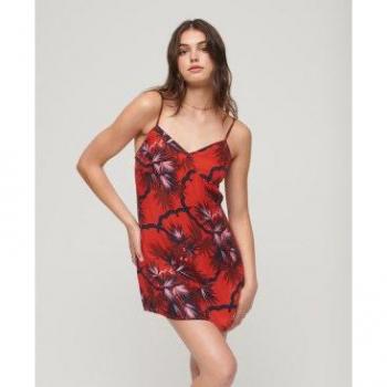 Superdry Vestito Cami Corto Senza Maniche Stampato Rosso Matsu Cloral XL