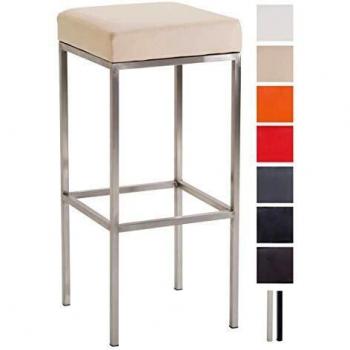 Kunstleder‑Barhocker Newark 85 in Creme, Edelstahlgestell – CLP Modell