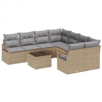 Canapé de jardin 2 places Vidaxl rangement + coussins beige poly rattan