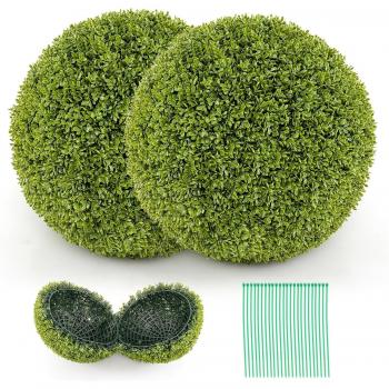 Set di 2 Sfere Topiarie in Bosso Artificiale 39/50 cm – Difesa Solare per Giardino